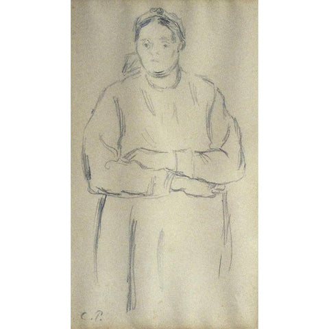 Peasant White Modern Wood Framed Art Print by Pissarro, Camille