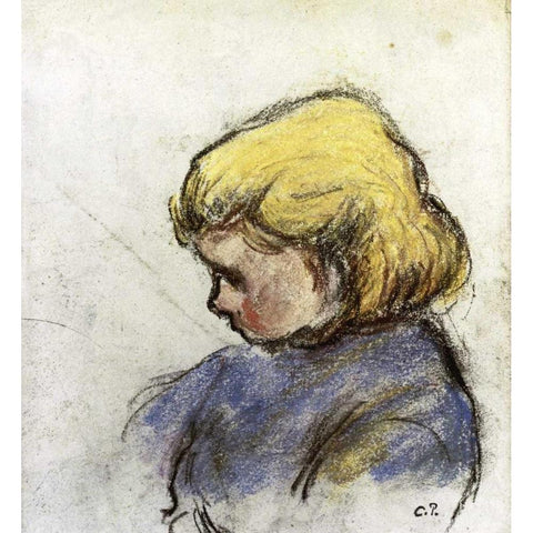 Portrait of Ludovico-Rodo-Pissaro C. Black Modern Wood Framed Art Print with Double Matting by Pissarro, Camille