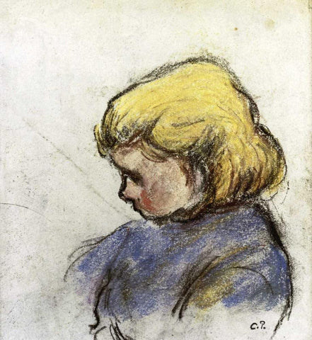 Portrait of Ludovico-Rodo-Pissaro C. White Modern Wood Framed Art Print with Double Matting by Pissarro, Camille