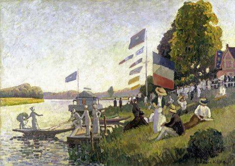 Regatta White Modern Wood Framed Art Print with Double Matting by Pissarro, Camille