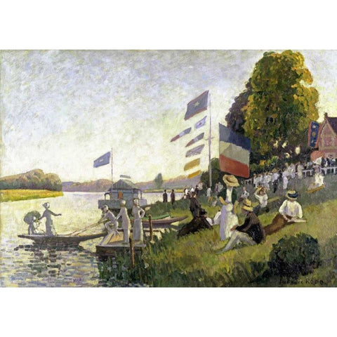 Regatta Black Modern Wood Framed Art Print with Double Matting by Pissarro, Camille