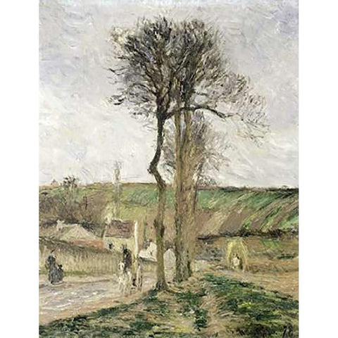 Route dEnnery a lHermitage, Environs de Pontoise Gold Ornate Wood Framed Art Print with Double Matting by Pissarro, Camille