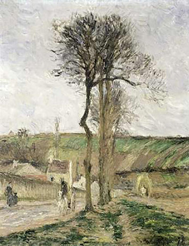 Route dEnnery a lHermitage, Environs de Pontoise White Modern Wood Framed Art Print with Double Matting by Pissarro, Camille