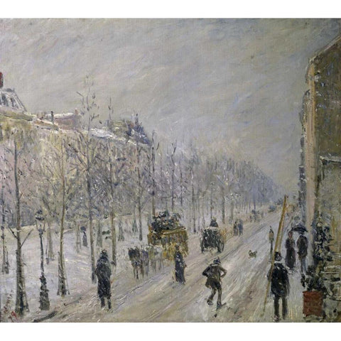 The Effect of Snow on the Boulevards Appearance Black Modern Wood Framed Art Print with Double Matting by Pissarro, Camille