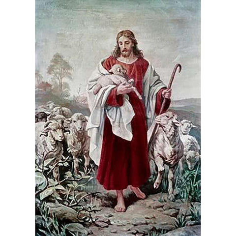 The Good Shepherd Black Modern Wood Framed Art Print with Double Matting by Plockhorst, Bernhard