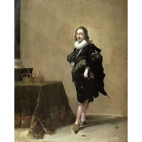 Charles I, King of England Black Modern Wood Framed Art Print with Double Matting by Pot, Hendrik Gerritsz