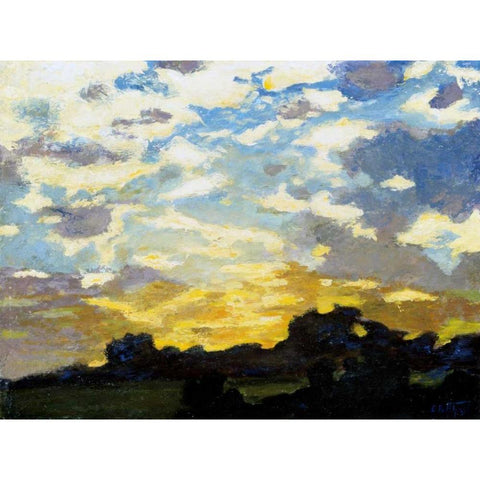Golden Sunset Black Modern Wood Framed Art Print with Double Matting by Potthast, Edward Henry
