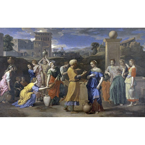 Eliezer and Rebecca Black Modern Wood Framed Art Print with Double Matting by Poussin, Nicolas