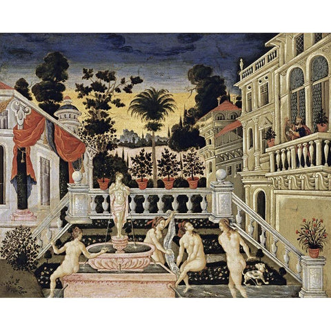 David Watching Bathsheba Bathe Gold Ornate Wood Framed Art Print with Double Matting by Pulakis, Theodoros
