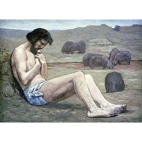 Prodigal Son White Modern Wood Framed Art Print by Puvis de Chavannes, Pierre