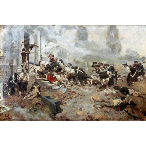 Attack Upon The Chew House White Modern Wood Framed Art Print by Pyle, Howard