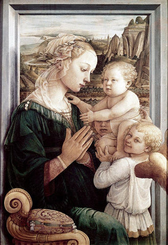 Madonna Del Granduca Black Ornate Wood Framed Art Print with Double Matting by Raphael