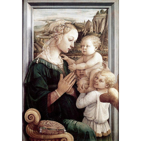 Madonna Del Granduca Gold Ornate Wood Framed Art Print with Double Matting by Raphael