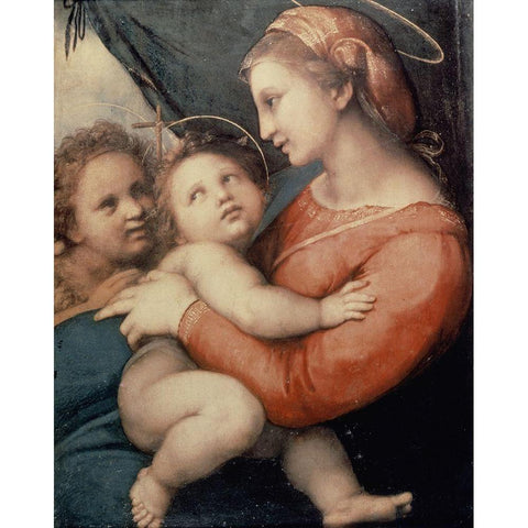 Madonna In The Tent Gold Ornate Wood Framed Art Print with Double Matting by Raphael