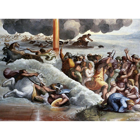 Moses Crossing The Red Sea Black Modern Wood Framed Art Print with Double Matting by Raphael