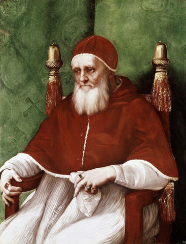 Pope Julius II White Modern Wood Framed Art Print with Double Matting by Raphael