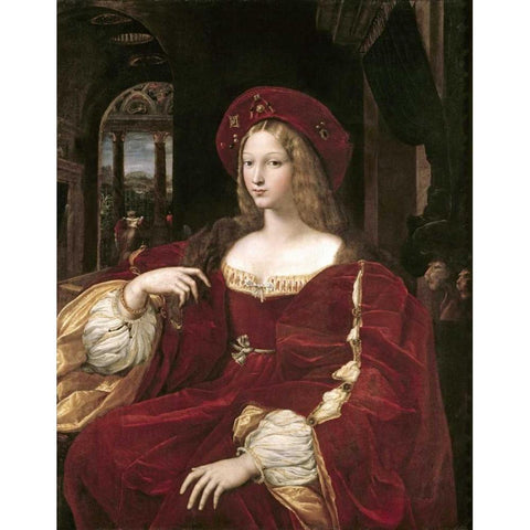 Portrait of Joanna of Aragon Black Modern Wood Framed Art Print with Double Matting by Raphael