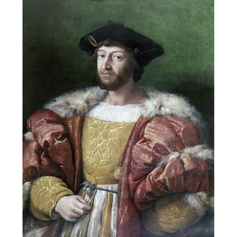 Portrait of Lorenzo DeMedici White Modern Wood Framed Art Print by Raphael