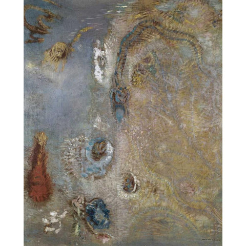 Abstract Fantasy Black Modern Wood Framed Art Print by Redon, Odilion