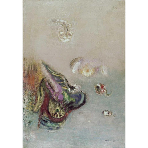 Abstract Scene White Modern Wood Framed Art Print by Redon, Odilion
