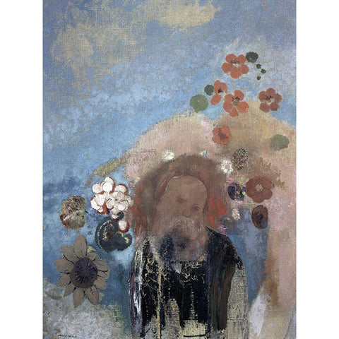 Evocation of Roussel Black Modern Wood Framed Art Print with Double Matting by Redon, Odilon