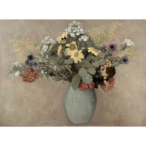 Flower Still Life #2 Black Modern Wood Framed Art Print by Redon, Odilion