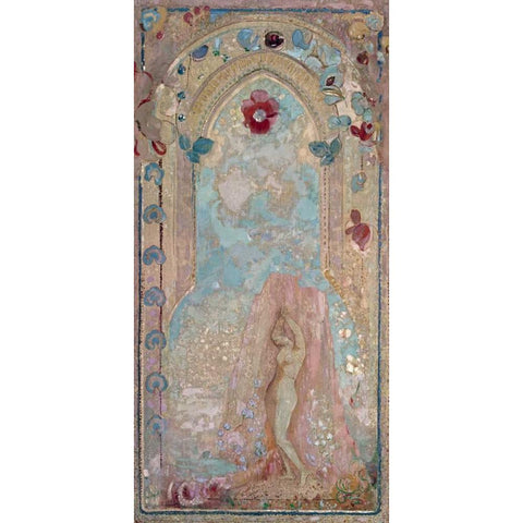 Nude Woman Near Lake Black Modern Wood Framed Art Print by Redon, Odilion