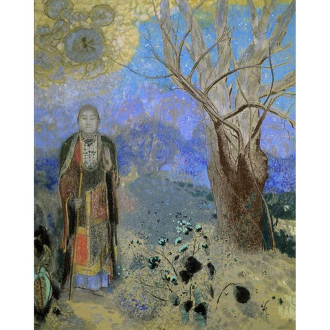 The Buddha Black Modern Wood Framed Art Print by Redon, Odilion