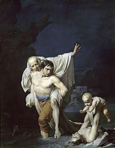 The Flood Black Ornate Wood Framed Art Print with Double Matting by Regnault, Alexandre Georges H.