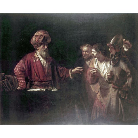 Centurion Cornelius Gold Ornate Wood Framed Art Print with Double Matting by Rembrandt Van Rijn,
