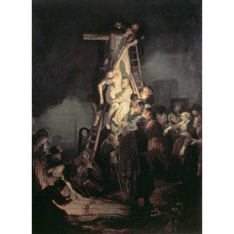 Descent From The Cross Black Modern Wood Framed Art Print by Van Rijn, Rembrandt