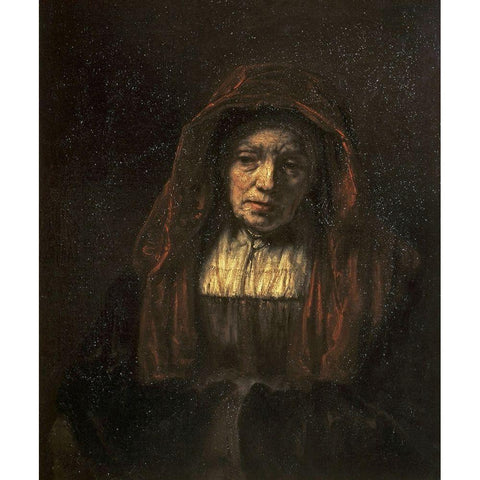 Portrait of An Old Woman Black Modern Wood Framed Art Print by Rembrandt Van Rijn,