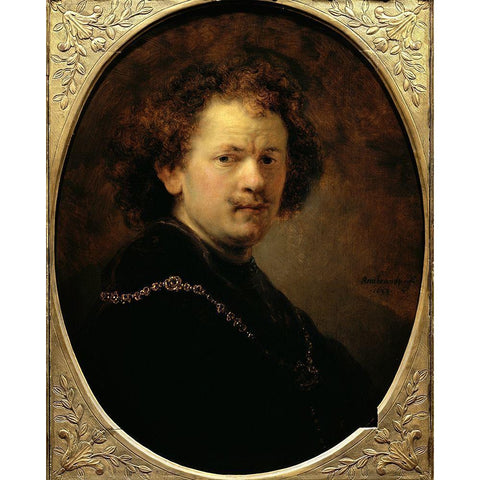 Self Portrait Bareheaded White Modern Wood Framed Art Print by Rembrandt Van Rijn,