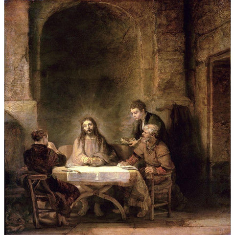 Supper at Emmaus Black Modern Wood Framed Art Print by Rembrandt Van Rijn,