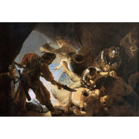 The Blinding of Samson White Modern Wood Framed Art Print by Van Rijn, Rembrandt