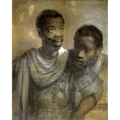 Two Black Men Black Modern Wood Framed Art Print by Van Rijn, Rembrandt