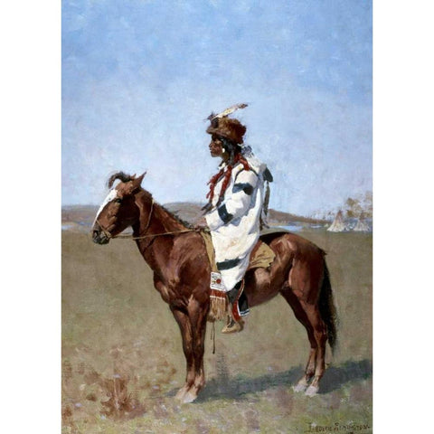 Blackfoot Indian White Modern Wood Framed Art Print by Remington, Frederic