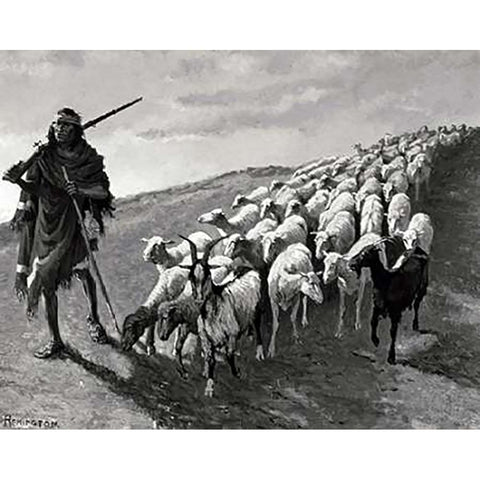 Navajo Sheepherder Black Modern Wood Framed Art Print by Remington, Frederic