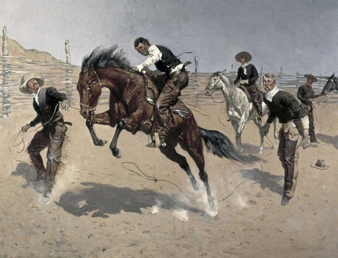 Turn Him Loose, Bill Black Ornate Wood Framed Art Print with Double Matting by Remington, Frederic