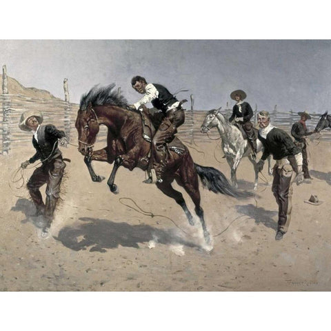 Turn Him Loose, Bill Black Modern Wood Framed Art Print by Remington, Frederic