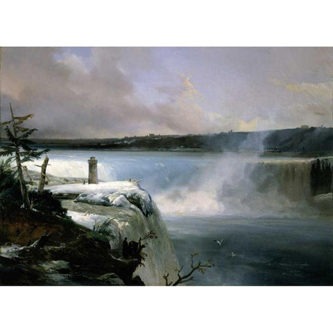 Niagara Falls Black Modern Wood Framed Art Print by Redmond, Jean Charles Joseph