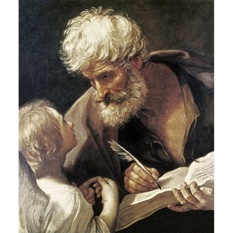 Saint Matthew Black Modern Wood Framed Art Print with Double Matting by Reni, Guido