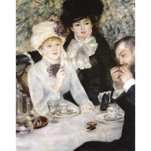 After Lunch White Modern Wood Framed Art Print by Renoir, Pierre-Auguste