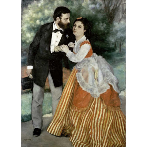 Alfred Sisley and His Wife Black Modern Wood Framed Art Print by Renoir, Pierre-Auguste