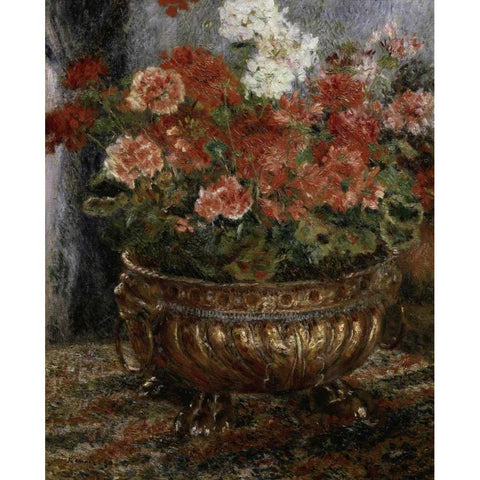 Bouquet of Flowers Black Modern Wood Framed Art Print by Renoir, Pierre-Auguste