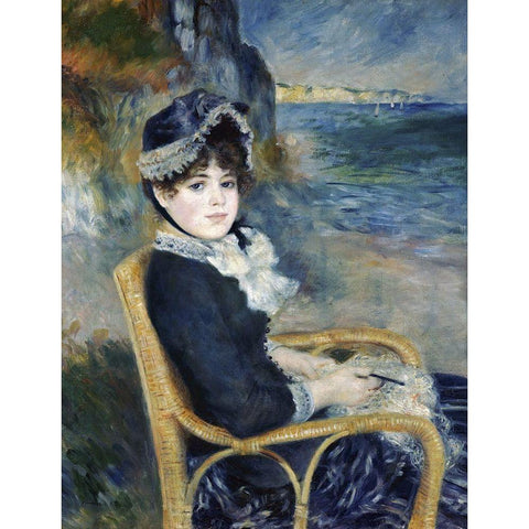 By the Seashore Black Modern Wood Framed Art Print by Renoir, Pierre-Auguste