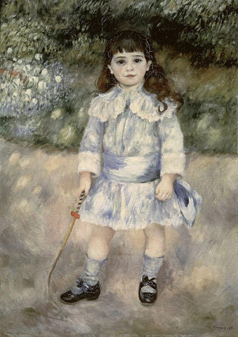 Child With a Whip Black Ornate Wood Framed Art Print with Double Matting by Renoir, Pierre-Auguste