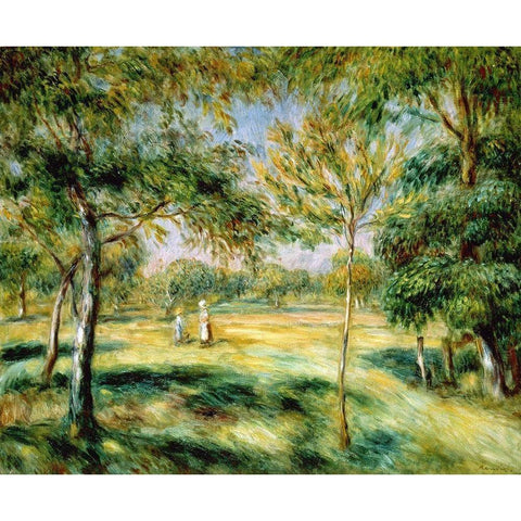 Clairiere Black Modern Wood Framed Art Print by Renoir, Pierre-Auguste