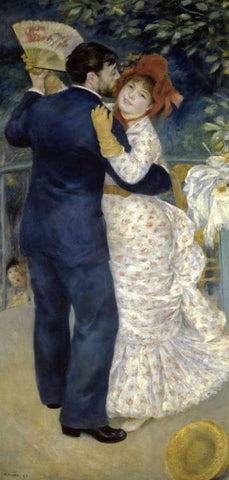 Dance in the Country Black Ornate Wood Framed Art Print with Double Matting by Renoir, Pierre-Auguste