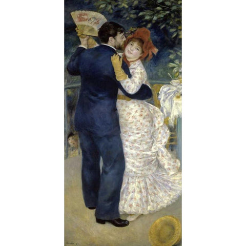 Dance in the Country Gold Ornate Wood Framed Art Print with Double Matting by Renoir, Pierre-Auguste